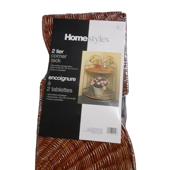 Wicker 2 Tier Corner Rack Silver w/Sunflowers - Picture 2 of 3